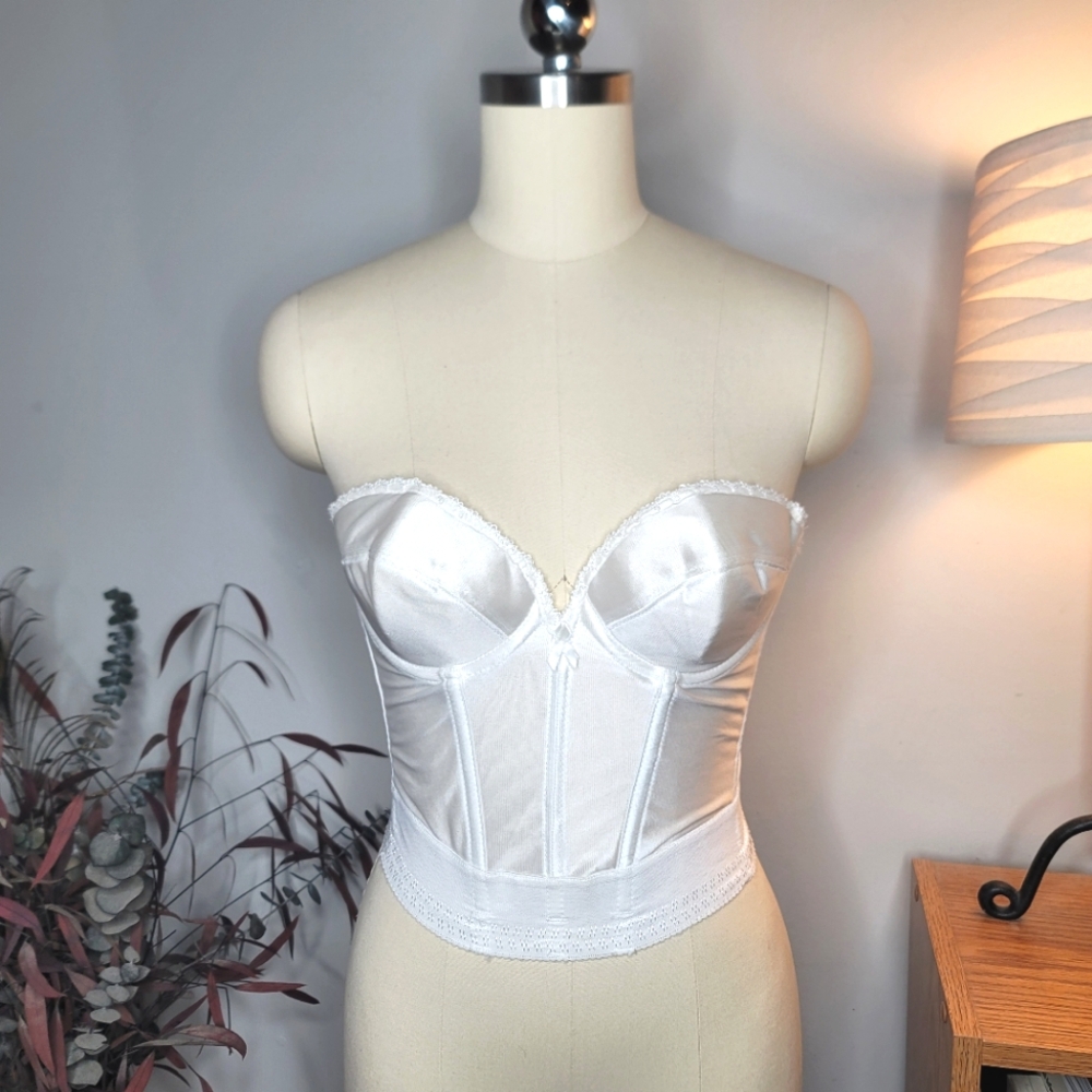 Vintage Strapless Bustier Corset Top White Size 34B